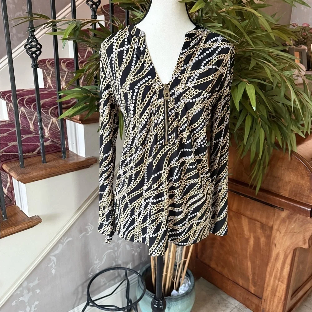 MICHAEL KORS ladies, chain-link style, long sleeve blouse size small